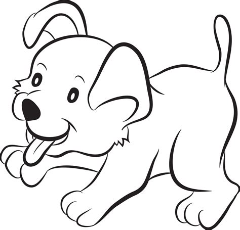 dog cartoon black and white